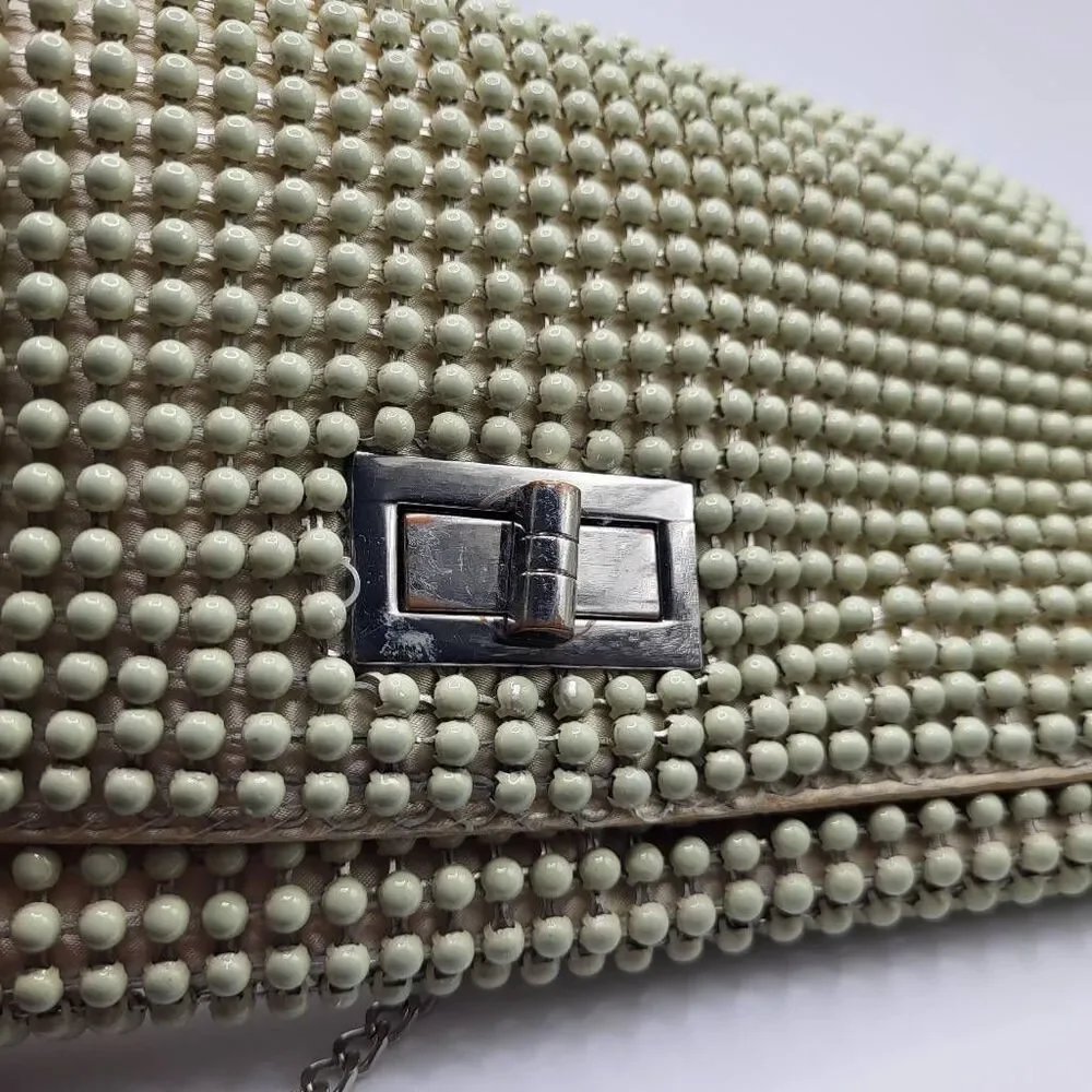 Vintage 90s BCBG MaxAzaria Cream Colored Mod Metal Chainmaile Purse